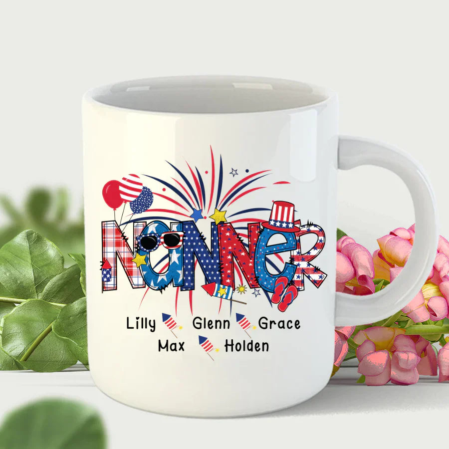 Patriotic Doodle 4th Of July Nanner And Grandkid CTH01 Mug