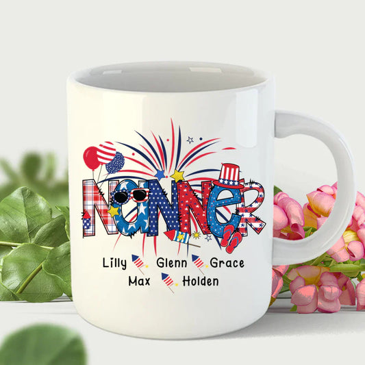 Patriotic Doodle 4th Of July Nanner And Grandkid CTH01 Mug