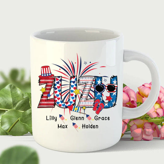 Patriotic Doodle 4th Of July Zuzu And Grandkid CTH01 Mug