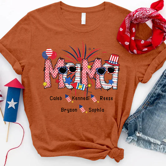 Patriotic Doodle 4th Of July mama And Grandkid CTH01 T-Shirt