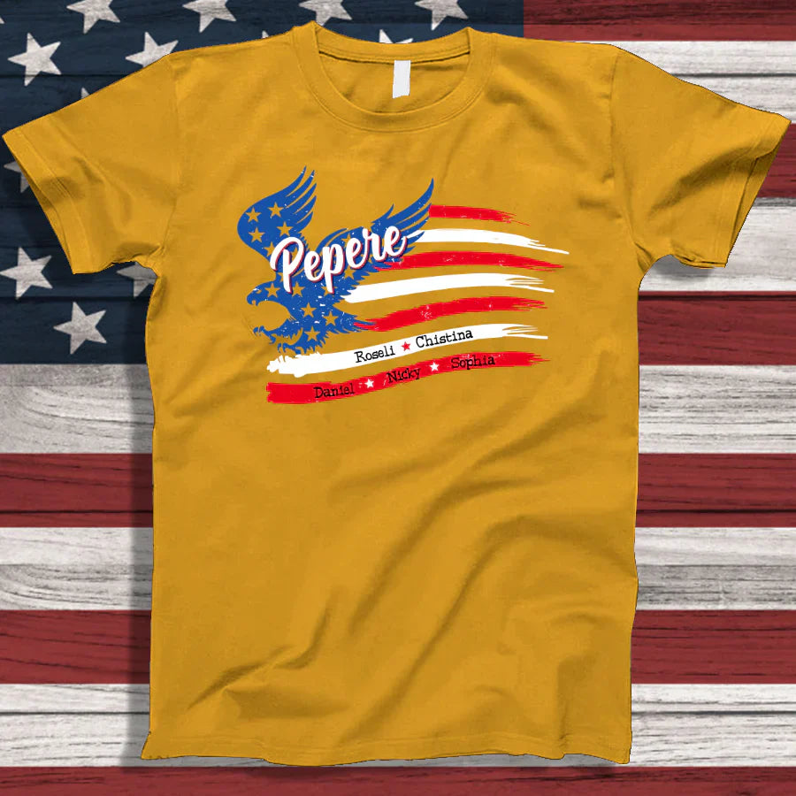 Pepere With Grandkids Names 4th Of July CTL94 T-Shirt