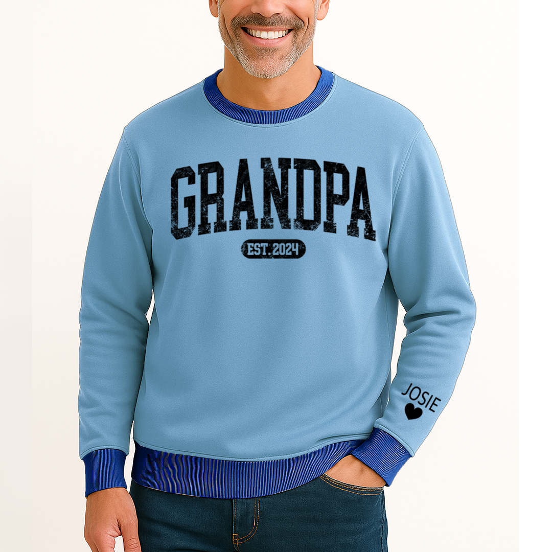 Personalize Grandpa Papa Dad Gift Custom Name and Grandkids Sweatshirt Mix