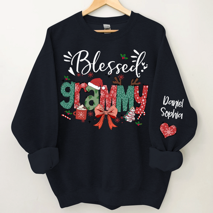 Personalized Christmas Blessed Grammy Nana Mimi Gigi And Grandkids Sweatshirt