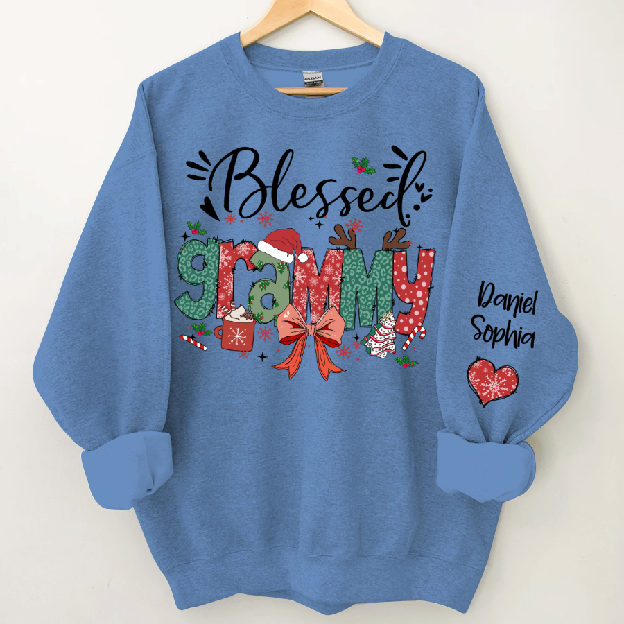 Personalized Christmas Blessed Grammy Nana Mimi Gigi And Grandkids Sweatshirt