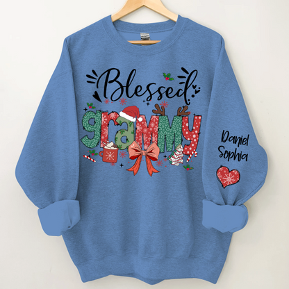 Personalized Christmas Blessed Grammy Nana Mimi Gigi And Grandkids Sweatshirt