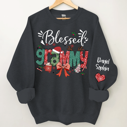Personalized Christmas Blessed Grammy Nana Mimi Gigi And Grandkids Sweatshirt