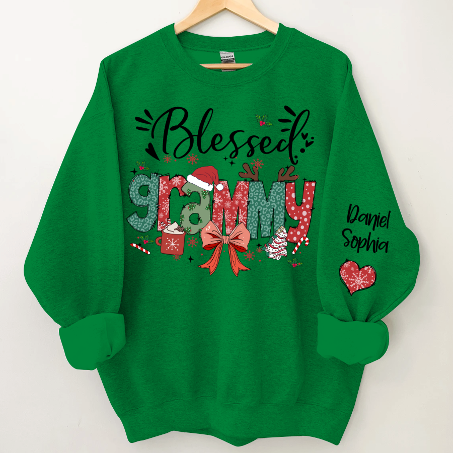 Personalized Christmas Blessed Grammy Nana Mimi Gigi And Grandkids Sweatshirt
