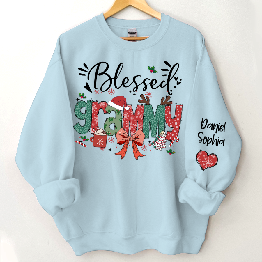 Personalized Christmas Blessed Grammy Nana Mimi Gigi And Grandkids Sweatshirt
