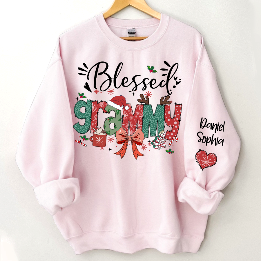 Personalized Christmas Blessed Grammy Nana Mimi Gigi And Grandkids Sweatshirt