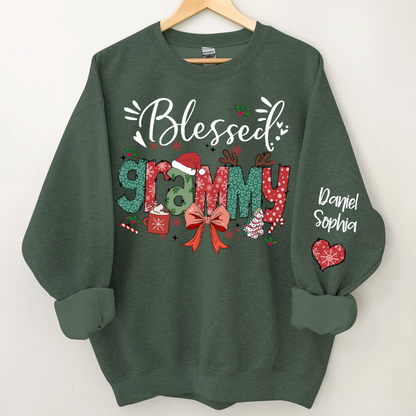 Personalized Christmas Blessed Grammy Nana Mimi Gigi And Grandkids Sweatshirt