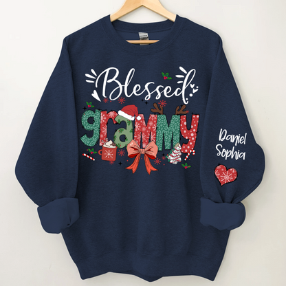 Personalized Christmas Blessed Grammy Nana Mimi Gigi And Grandkids Sweatshirt
