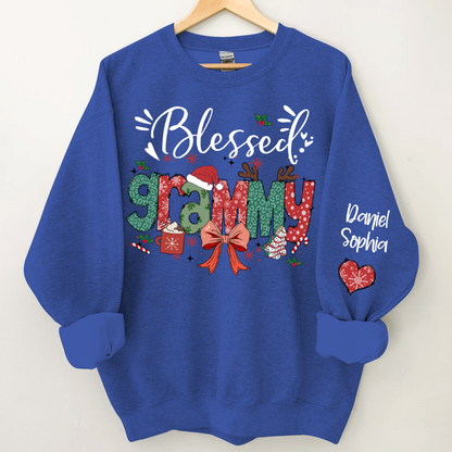 Personalized Christmas Blessed Grammy Nana Mimi Gigi And Grandkids Sweatshirt