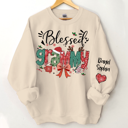Personalized Christmas Blessed Grammy Nana Mimi Gigi And Grandkids Sweatshirt