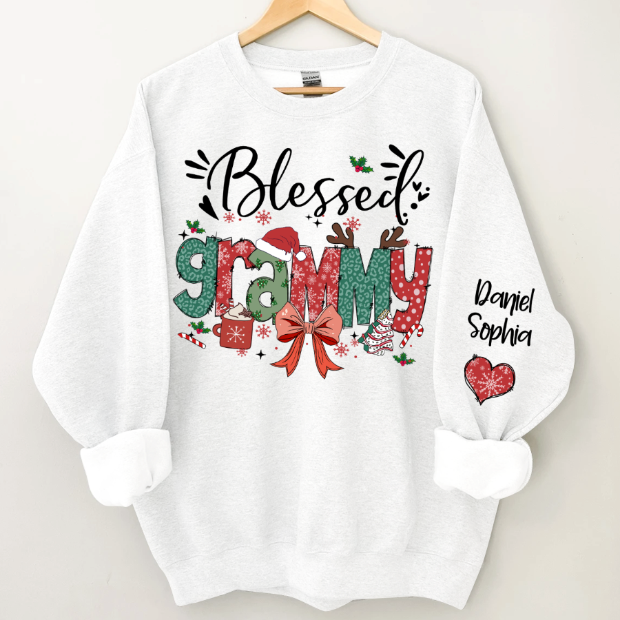 Personalized Christmas Blessed Grammy Nana Mimi Gigi And Grandkids Sweatshirt