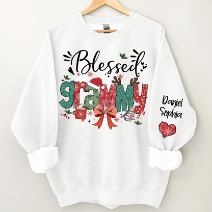 Personalized Christmas Blessed Grammy Nana Mimi Gigi And Grandkids Sweatshirt