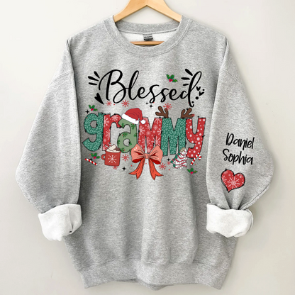 Personalized Christmas Blessed Grammy Nana Mimi Gigi And Grandkids Sweatshirt