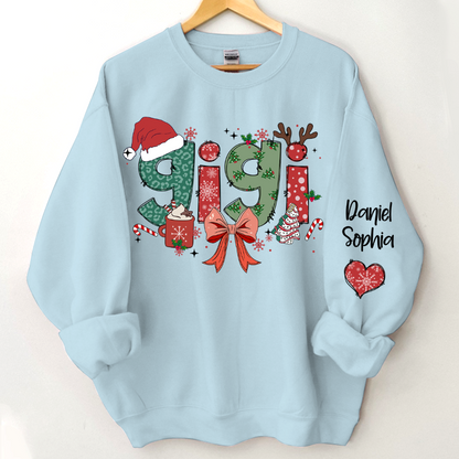 Personalized Christmas Nana Mimi Gigi And Grandkids Sweatshirt