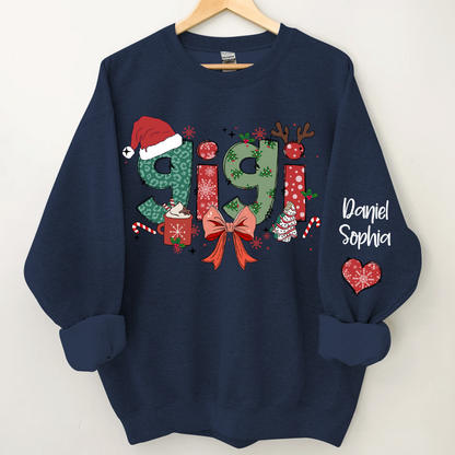 Personalized Christmas Nana Mimi Gigi And Grandkids Sweatshirt