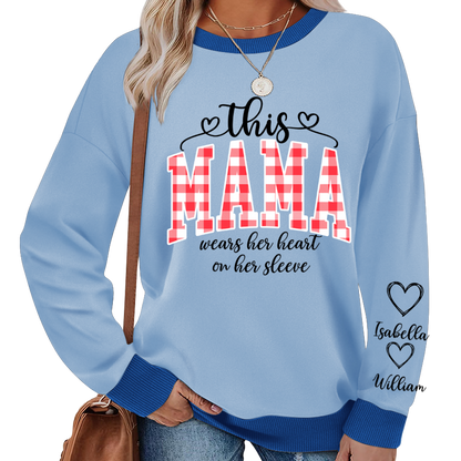 Personalized Christmas Nana Mimi Gigi Grandma And Grandkids with Heart On Sleeve Shirt