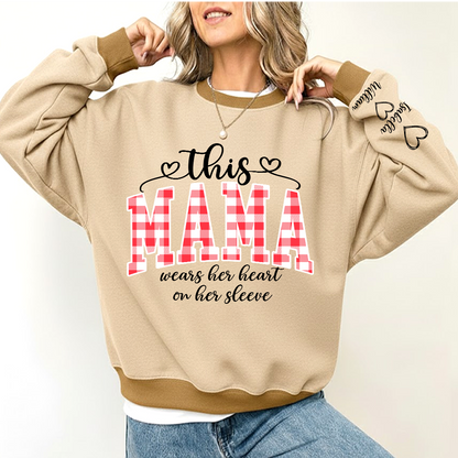 Personalized Christmas Nana Mimi Gigi Grandma And Grandkids with Heart On Sleeve Shirt