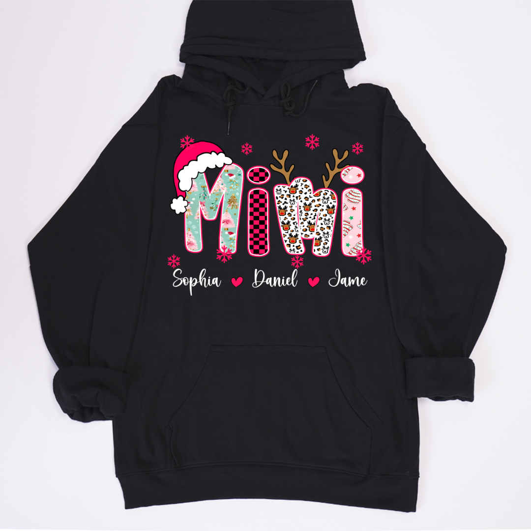 Personalized Christmas Santa Mimi Nana Grandma and Grandkids Christmas Shirt