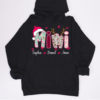 Personalized Christmas Santa Mimi Nana Grandma and Grandkids Christmas Shirt