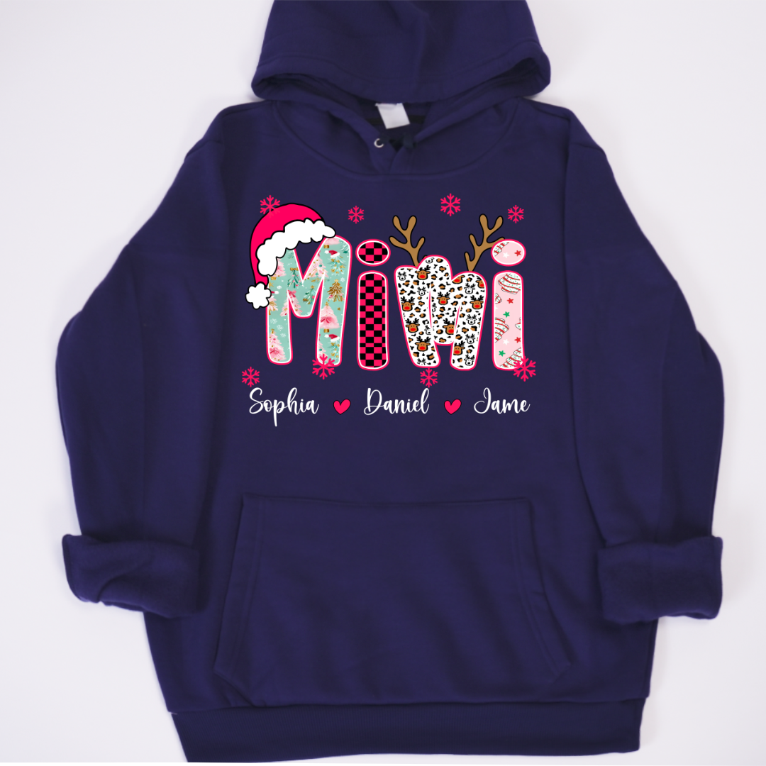 Personalized Christmas Santa Mimi Nana Grandma and Grandkids Christmas Shirt