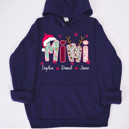 Personalized Christmas Santa Mimi Nana Grandma and Grandkids Christmas Shirt
