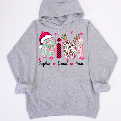 Personalized Christmas Santa Mimi Nana Grandma and Grandkids Christmas Shirt