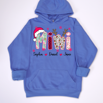 Personalized Christmas Santa Mimi Nana Grandma and Grandkids Christmas Shirt