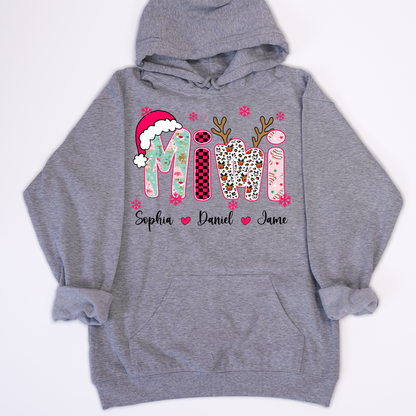 Personalized Christmas Santa Mimi Nana Grandma and Grandkids Christmas Shirt