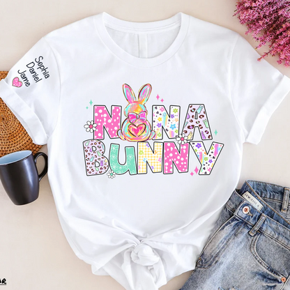 Personalized Easter Day, Nana Bunny And Grandkid T-shirt