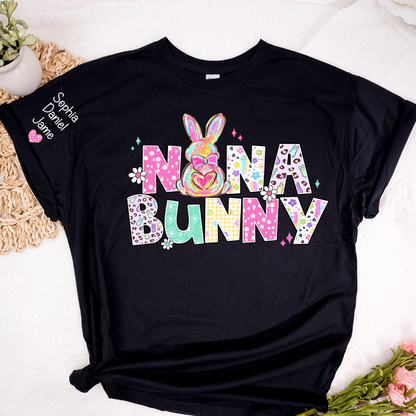 Personalized Easter Day, Nana Bunny And Grandkid T-shirt