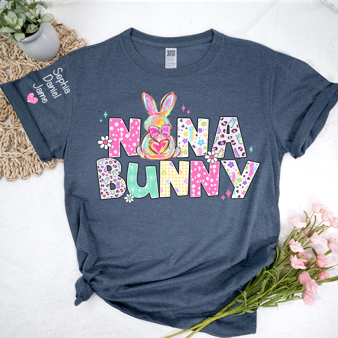 Personalized Easter Day, Nana Bunny And Grandkid T-shirt