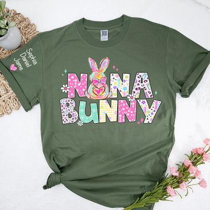 Personalized Easter Day, Nana Bunny And Grandkid T-shirt