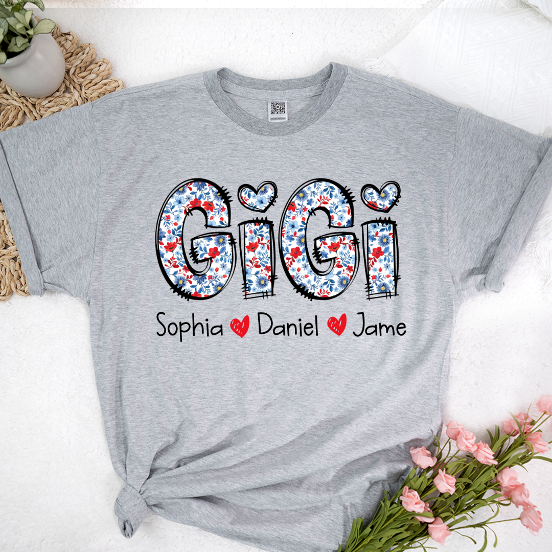Personalized Gigi And Grandkids Floral 4th Of July