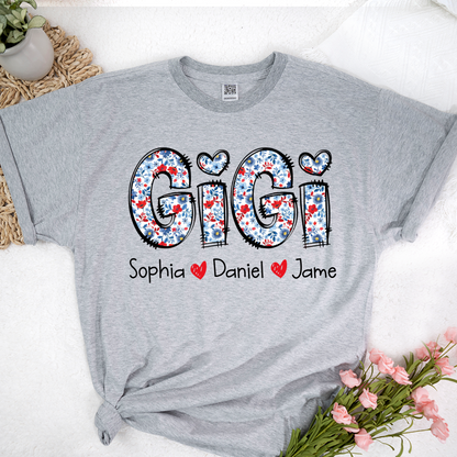 Personalized Gigi And Grandkids Floral 4th Of July