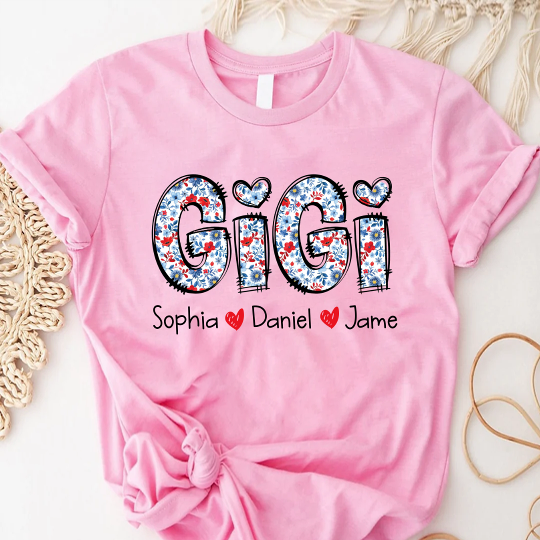 Personalized Gigi And Grandkids Floral 4th Of July