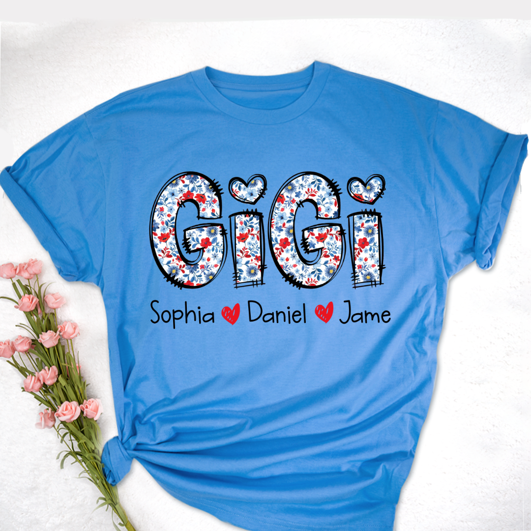 Personalized Gigi And Grandkids Floral 4th Of July