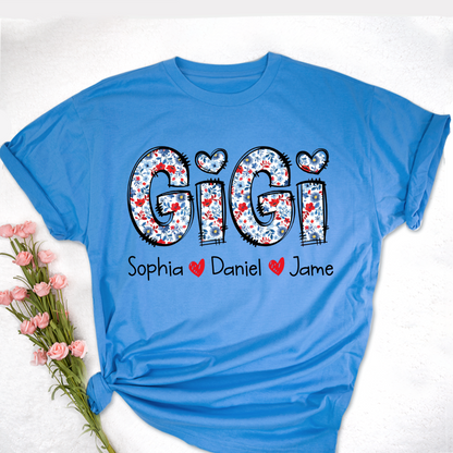 Personalized Gigi And Grandkids Floral 4th Of July