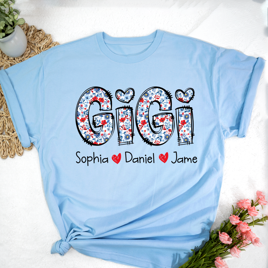 Personalized Gigi And Grandkids Floral 4th Of July