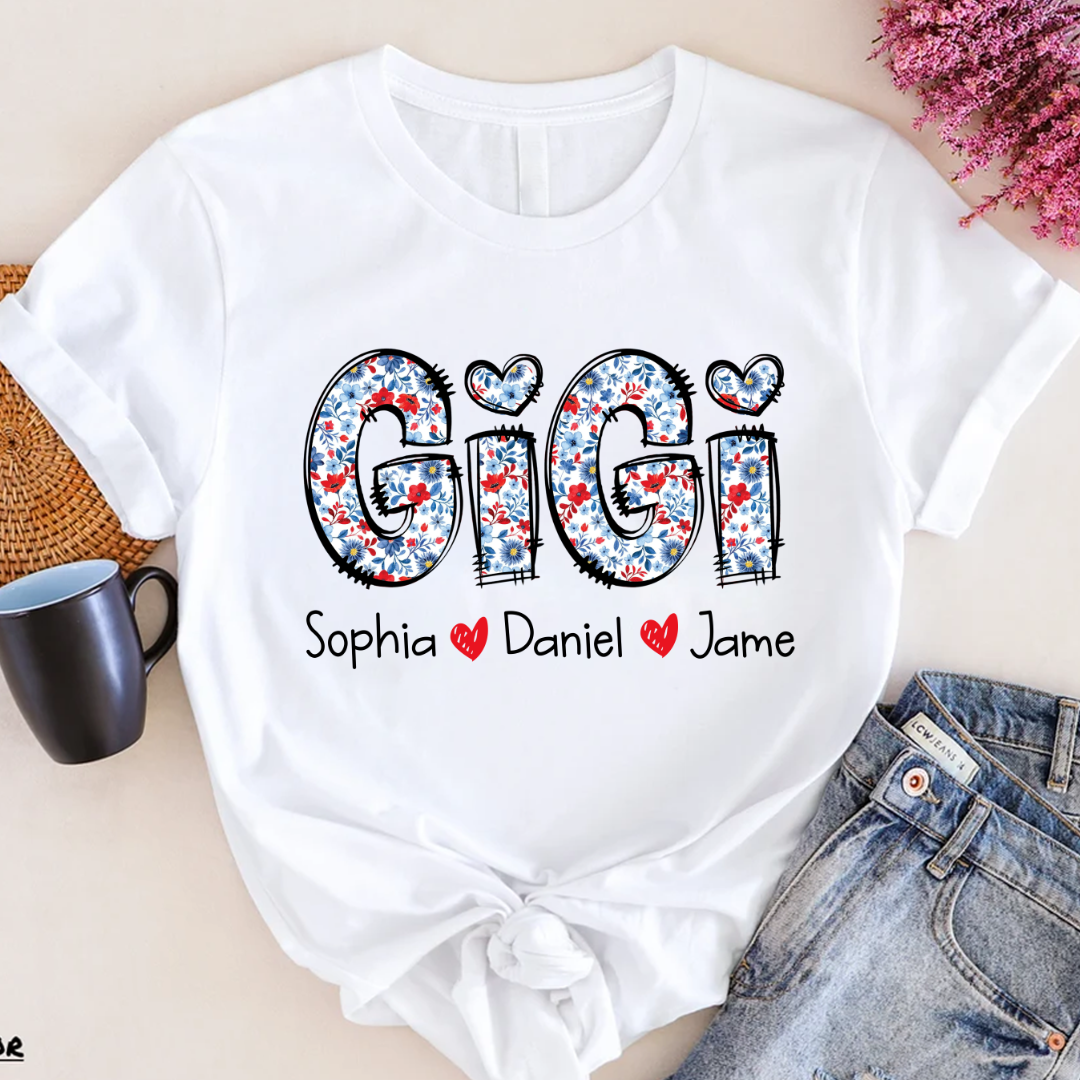 Personalized Gigi And Grandkids Floral 4th Of July