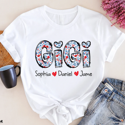 Personalized Gigi And Grandkids Floral 4th Of July