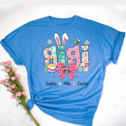 Personalized Gigi Shirt Easter Day Gigi Bunny And Grandkids T-Shirt