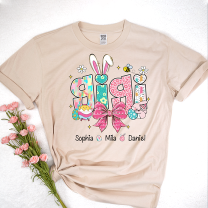 Personalized Gigi Shirt Easter Day Gigi Bunny And Grandkids T-Shirt