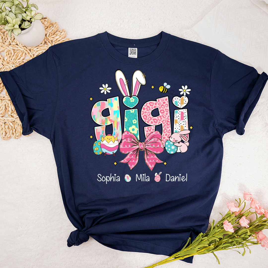 Personalized Gigi Shirt Easter Day Gigi Bunny And Grandkids T-Shirt