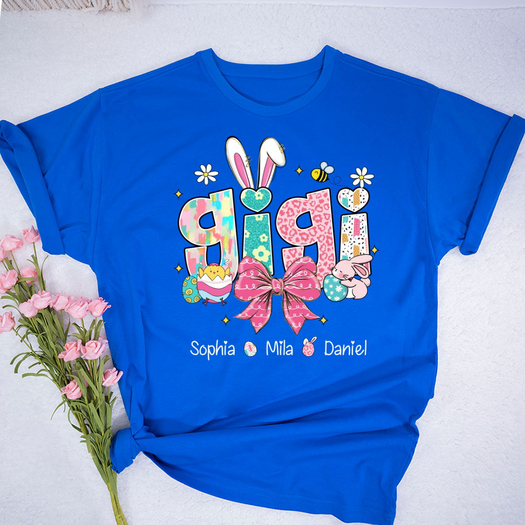 Personalized Gigi Shirt Easter Day Gigi Bunny And Grandkids T-Shirt