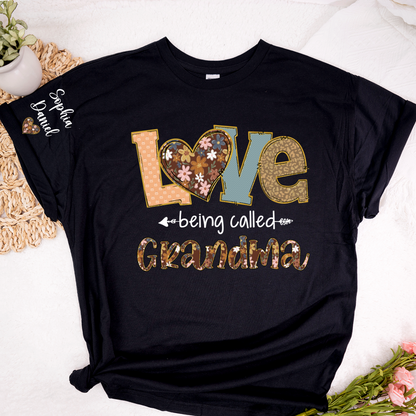 Personalized Grandma Fall Love Being Called Grandma and Custom Grandkids Name Shirt