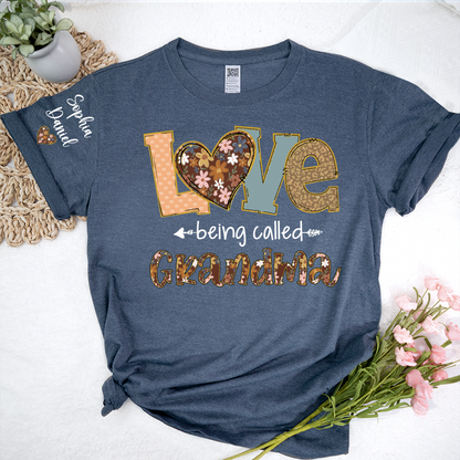Personalized Grandma Fall Love Being Called Grandma and Custom Grandkids Name Shirt