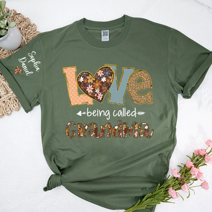Personalized Grandma Fall Love Being Called Grandma and Custom Grandkids Name Shirt